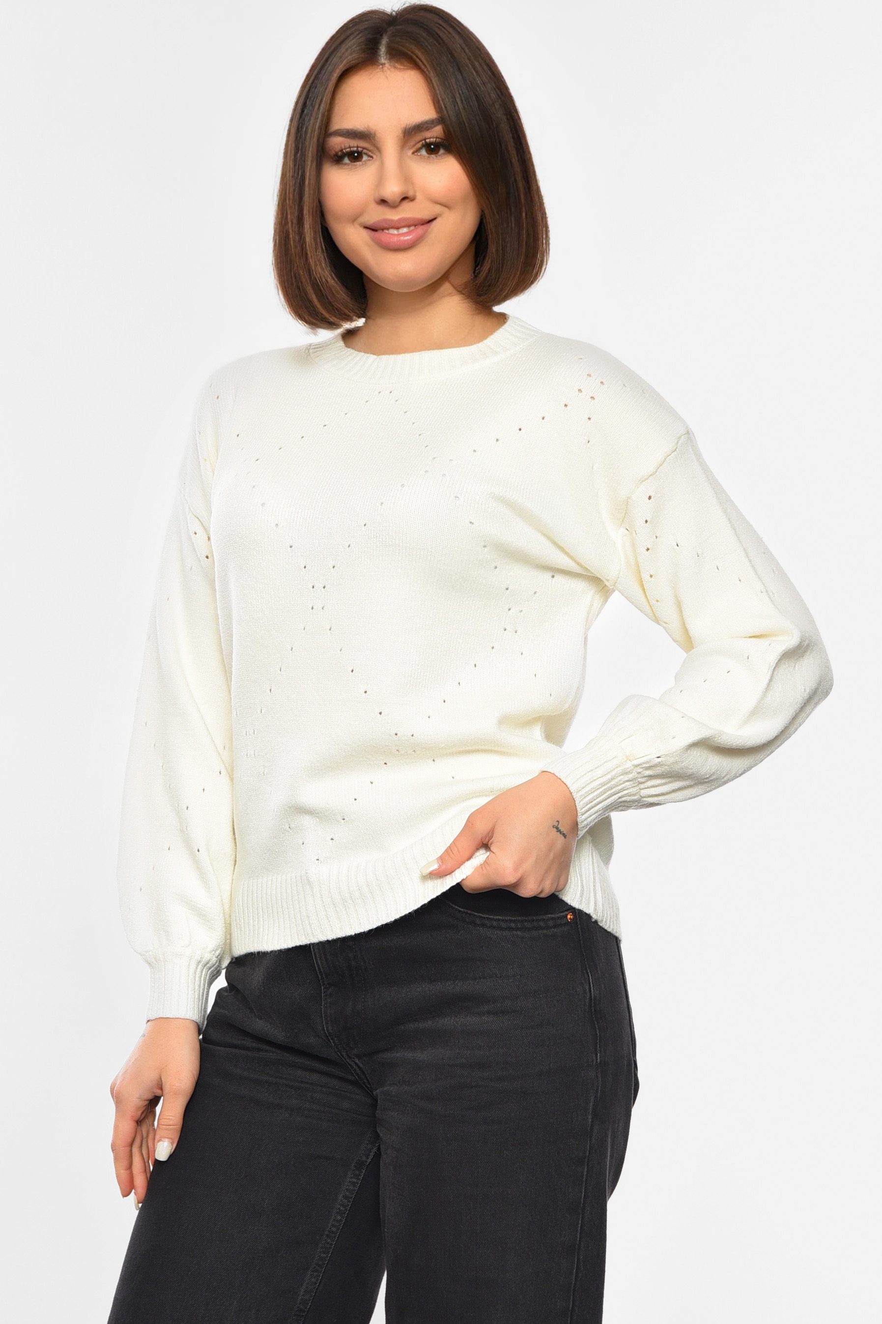 Фото товару Светр жіночий молочного кольору №20