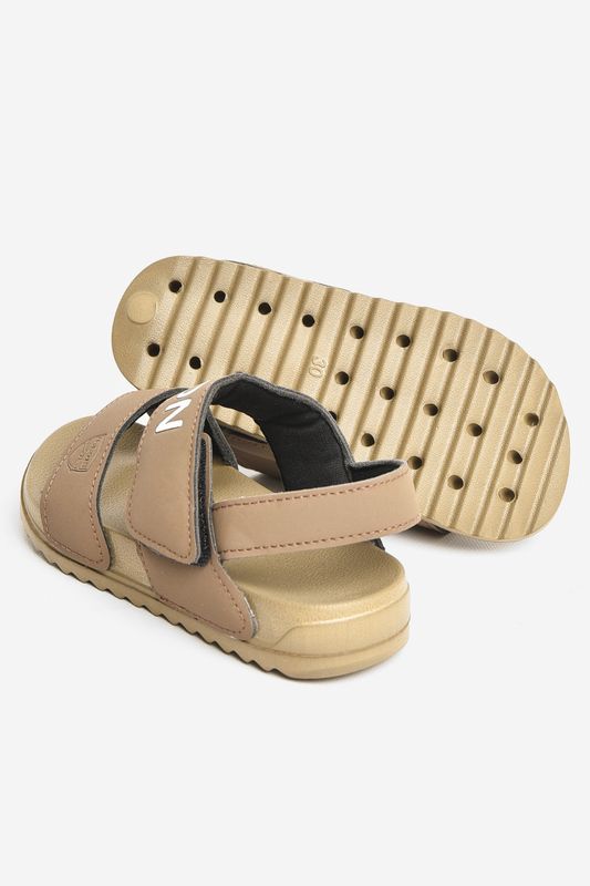 Фото товару Сандалі дитячі темно-бежевого кольору на ліпучці
