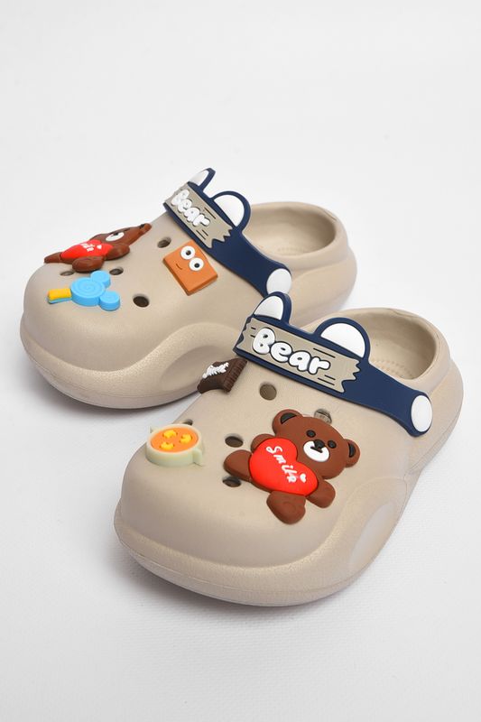 Фото товару Крокси дитячі сірого кольору з прикрасами