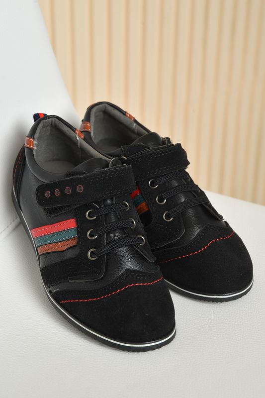 Фото товару Туфлі дитячі для хлопчика чорного кольору на ліпучці №3 thumbnail