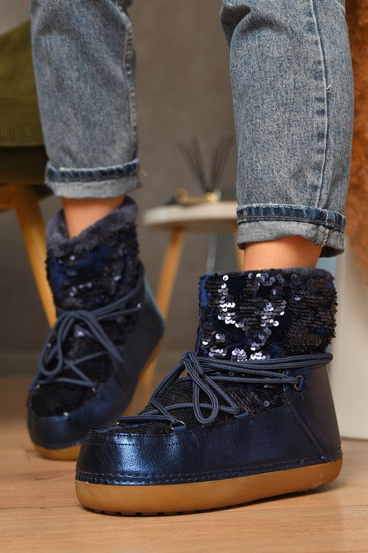 Фото товару Уггі жіночі на хутрі синього кольору