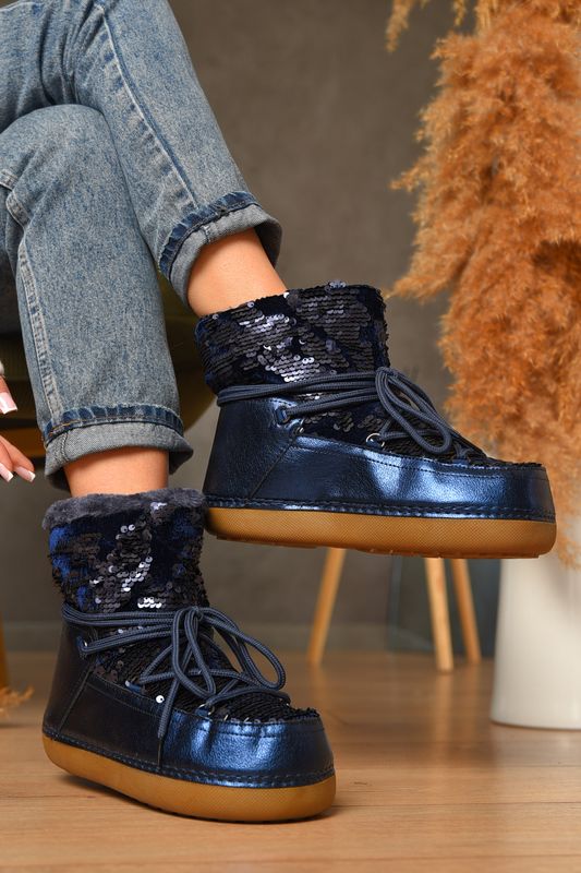 Фото товару Уггі жіночі на хутрі синього кольору №3 thumbnail