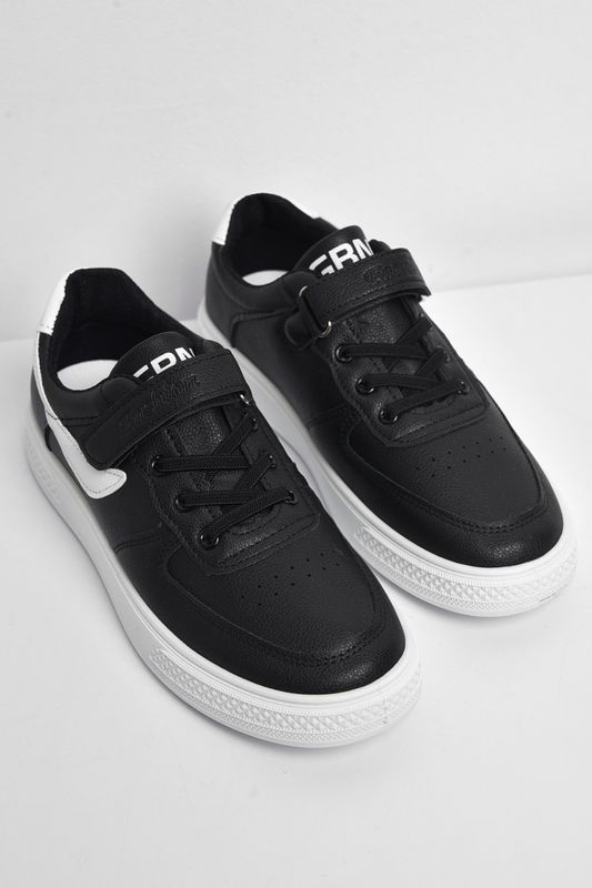 Фото товару Кросівки дитячі чорного кольору на ліпучці та шнурівці №3 thumbnail