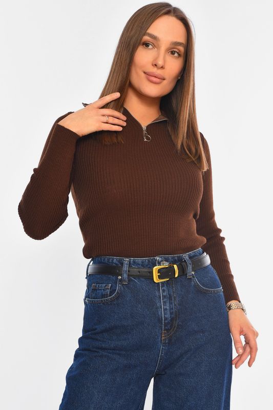 Фото товару Гольф жіночий однотонний коричневого кольору