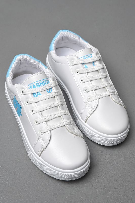 Фото товару Кросівки дитячі білого кольору на шнурівці №2 thumbnail