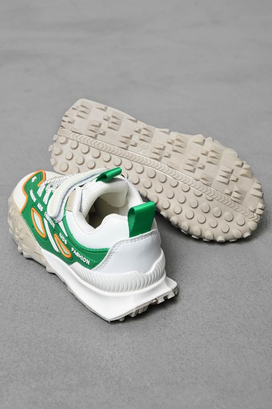 Фото товару Кросівки дитячі біло-зеленого кольору на ліпучці №3 thumbnail