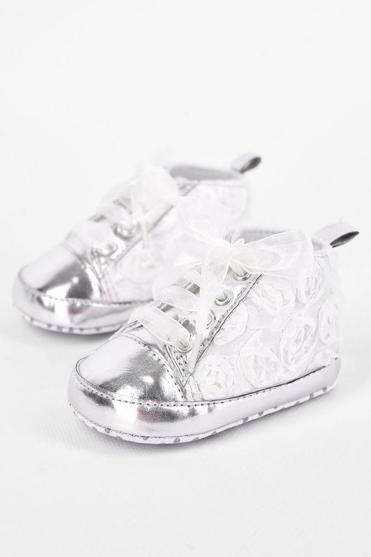 Фото товару Пінетки дитячі для дівчинки срібного кольору №2 thumbnail