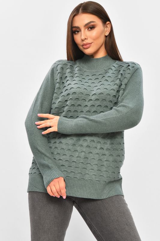 Фото товару Светр жіночий однотонний зеленого кольору