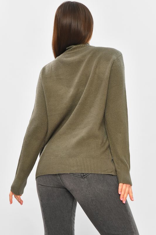 Фото товару Светр жіночий однотонний темно-зеленого кольору №3 thumbnail