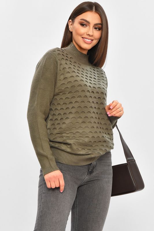 Фото товару Светр жіночий однотонний темно-зеленого кольору №4 thumbnail