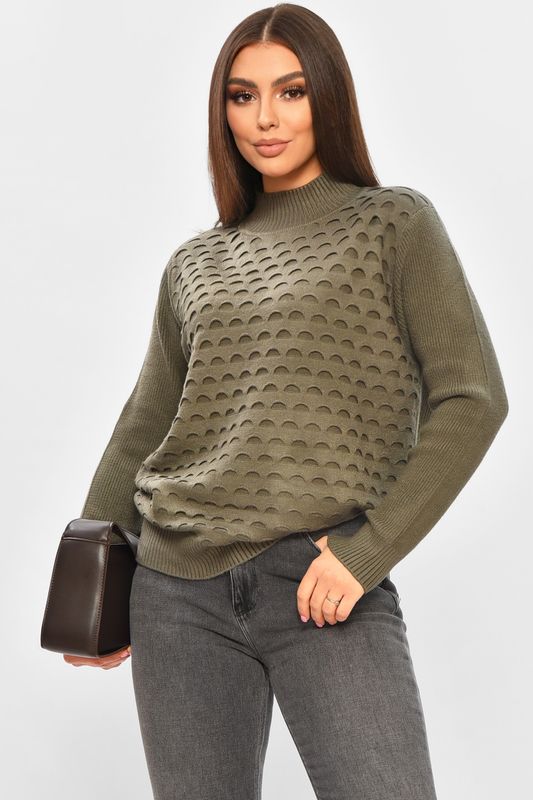 Фото товару Светр жіночий однотонний темно-зеленого кольору №20 thumbnail