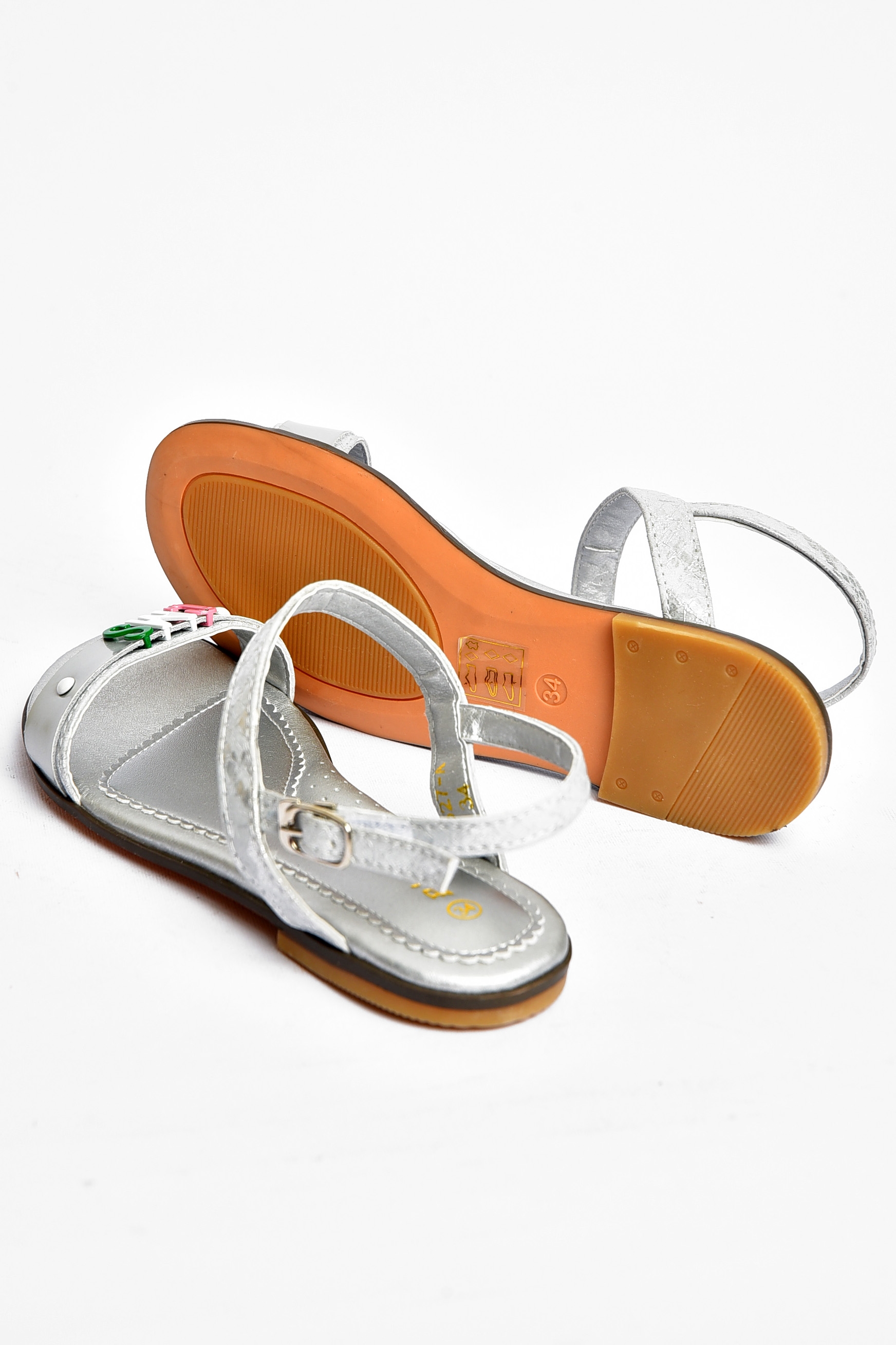 Фото товару Босоніжки для дівчинки сірого кольору №3